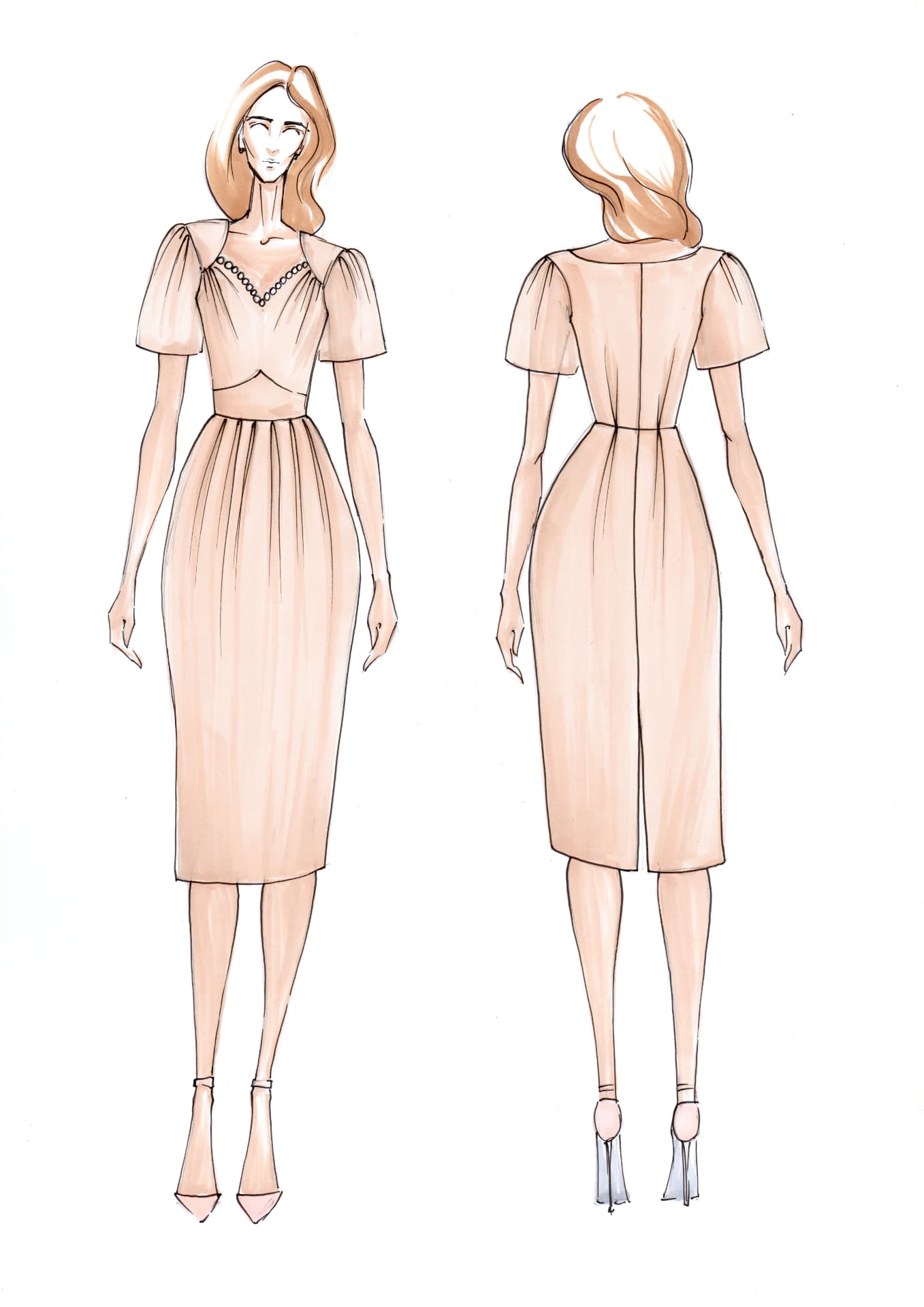 Fashion designer sketch ready for costing at CMT Studio London